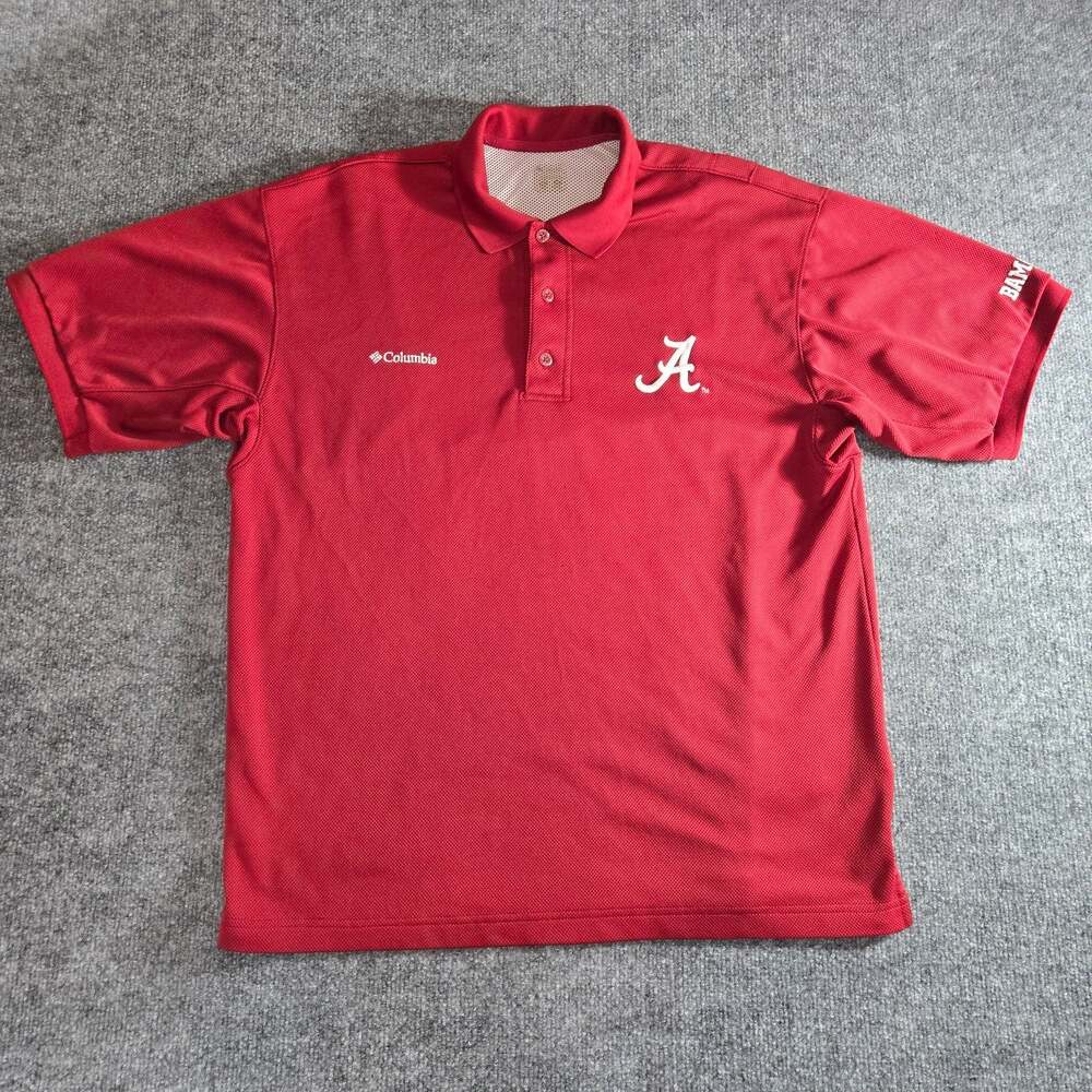 Columbia PFG Alabama Crimson Tide Polo Shirt Mens Large Red Bama NCAA Golf SEC